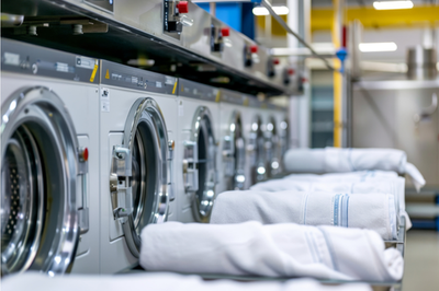 Industrial laundry equipment at our local facility